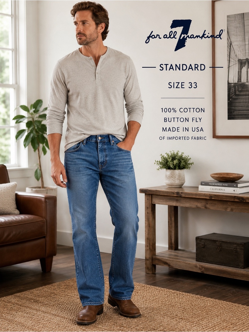 7 For All Mankind Standard Men’s Jeans – Size 33 x 30.5